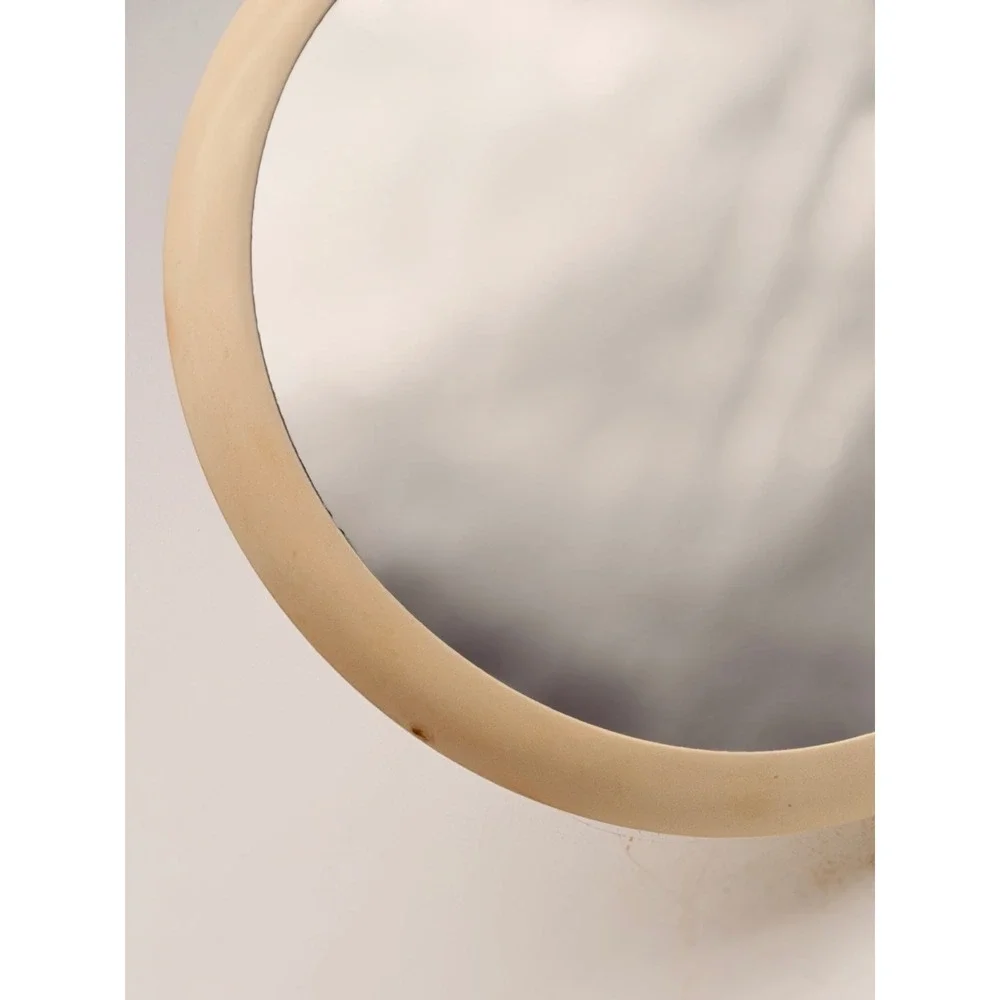 Estee Lauder Vintage Cream Round Tabletop Vanity Mirror Foldable Kickstand Base